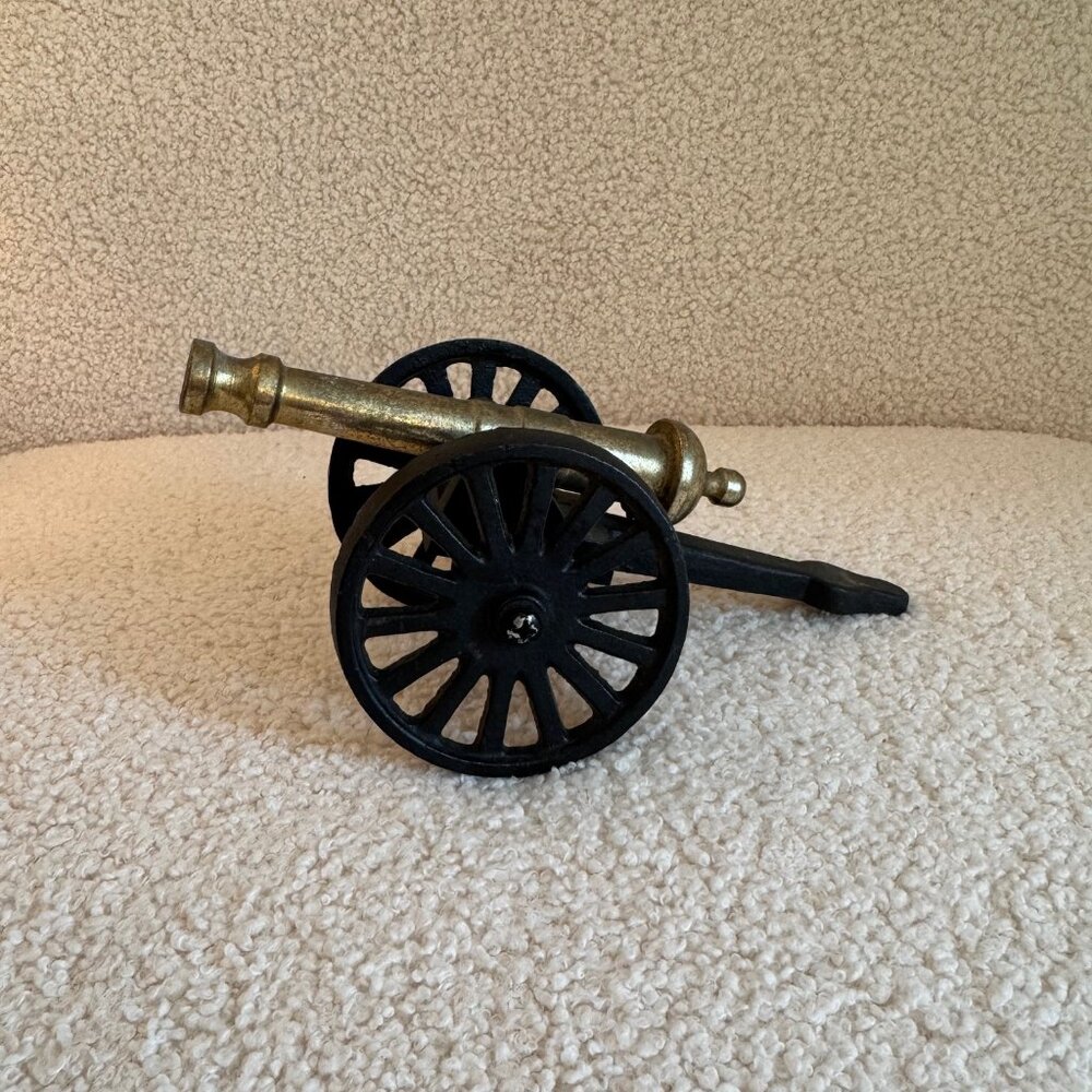 Vintage Miniature Iron & Brass Canon